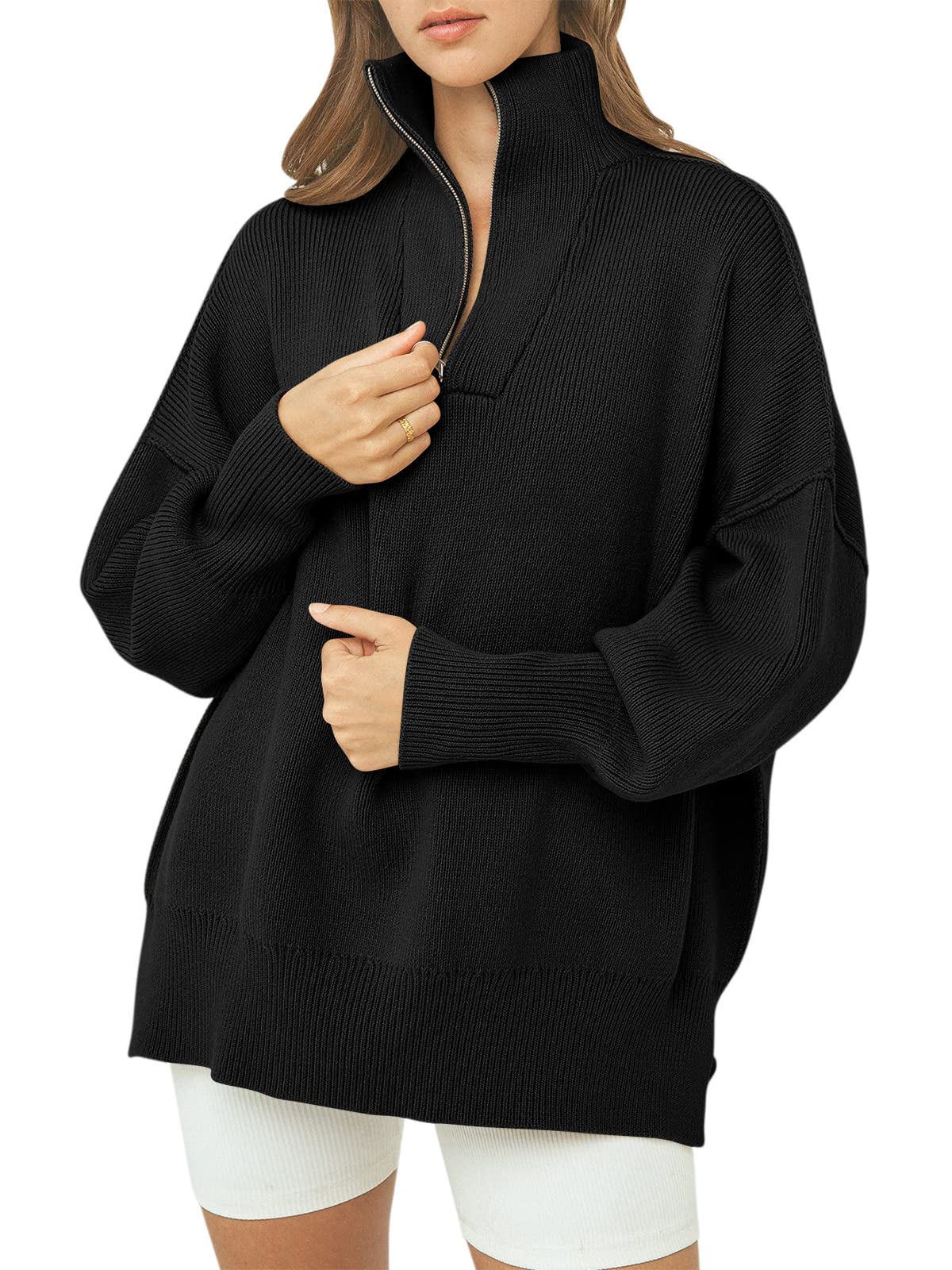 Women's Oversized Quarter Zip Pullover Sweater (Buy 2, Get Free Shipping)