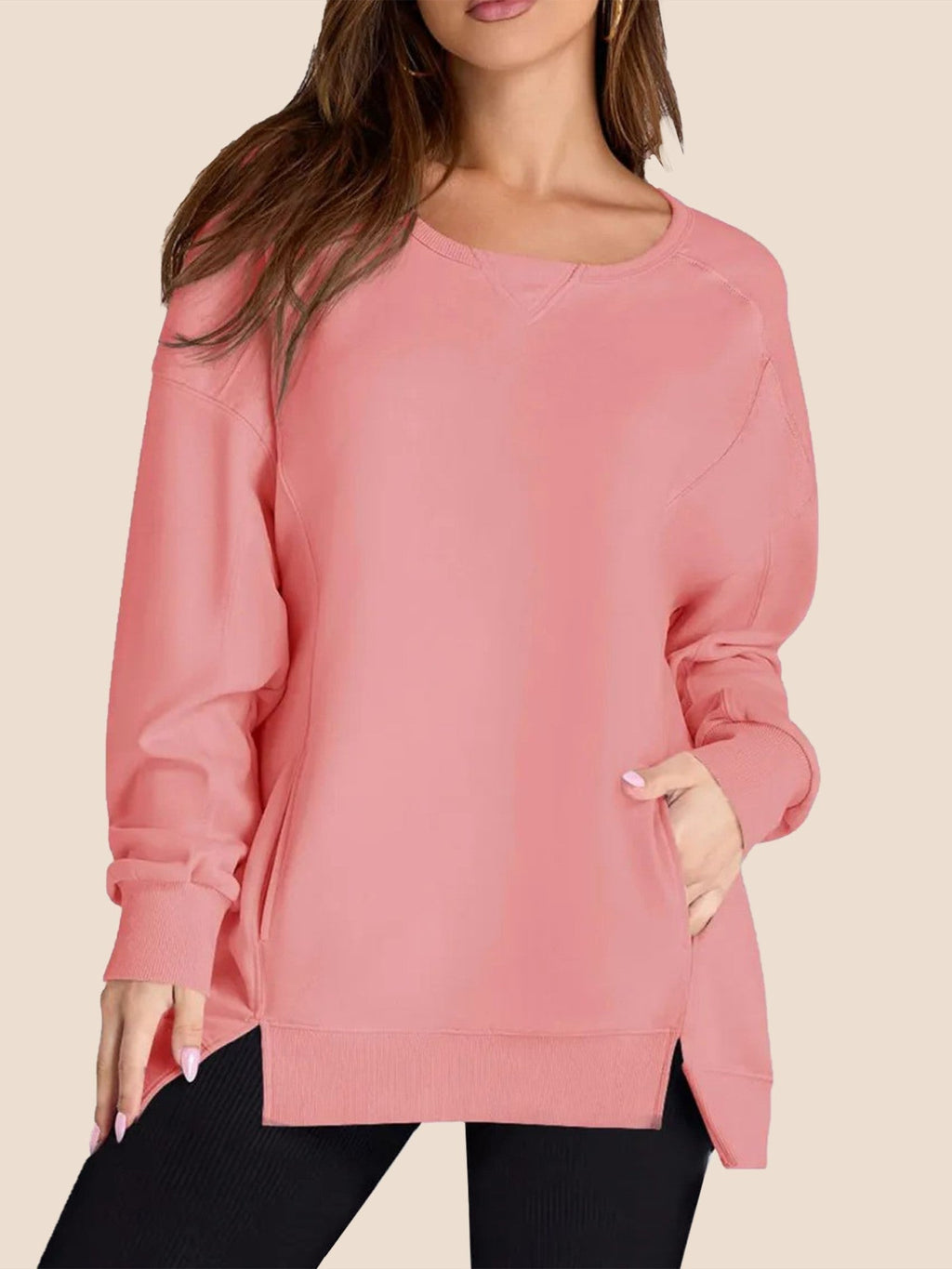 Women's High-Low Side Slit Pullover Sweatshirt with Pockets (Buy 2, Get Free Shipping)
