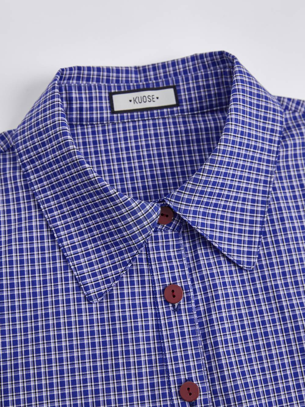 Blue Plaid Ruffle Blouse