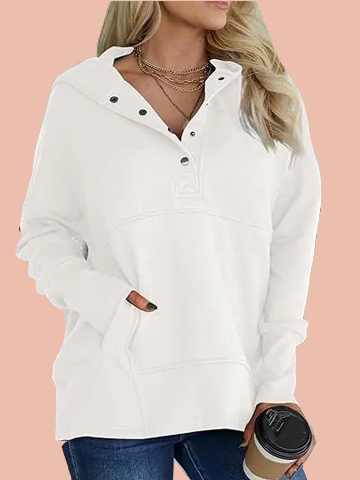 Women's Oversized Half-Button Hoodie (Buy 2, Get Free Shipping)