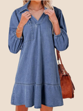 Women's V-Neck Puff Sleeve Denim Layered Dress (Buy 2, Free Shipping)
