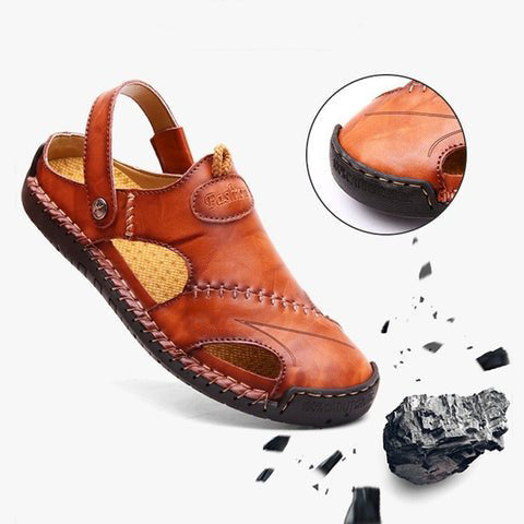 Large Size Soft Leather Men's Breathable Outdoor Sandals