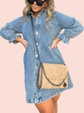 Women's Washed Denim Puff Sleeve Dress (Buy 2, Get Free Shipping)