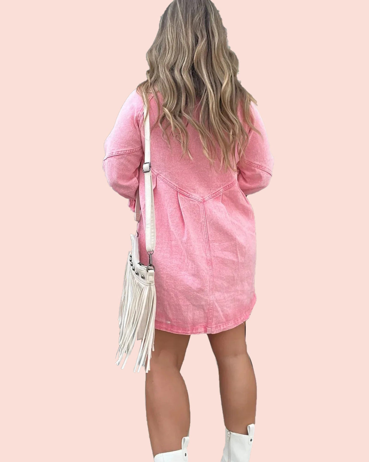 Button Denim Bubble Sleeve Dress (Buy 2 Free Shipping)