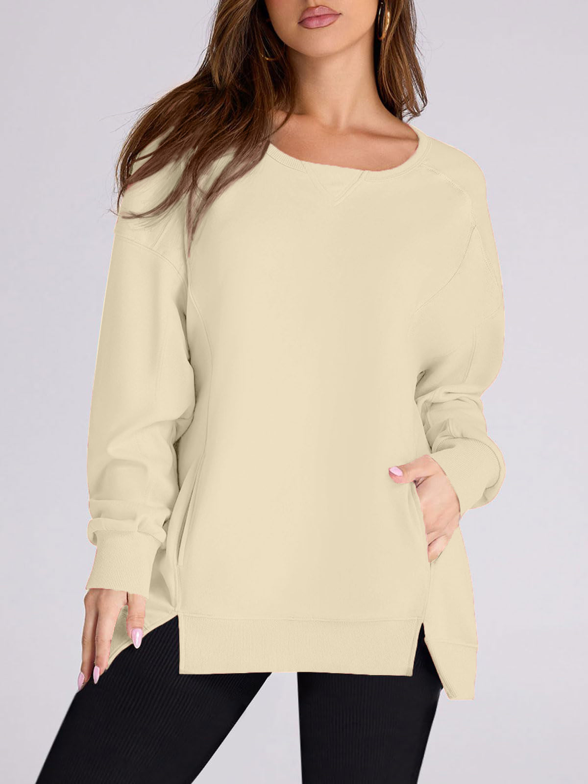Women's High-Low Side Slit Pullover Sweatshirt with Pockets (Buy 2, Get Free Shipping)