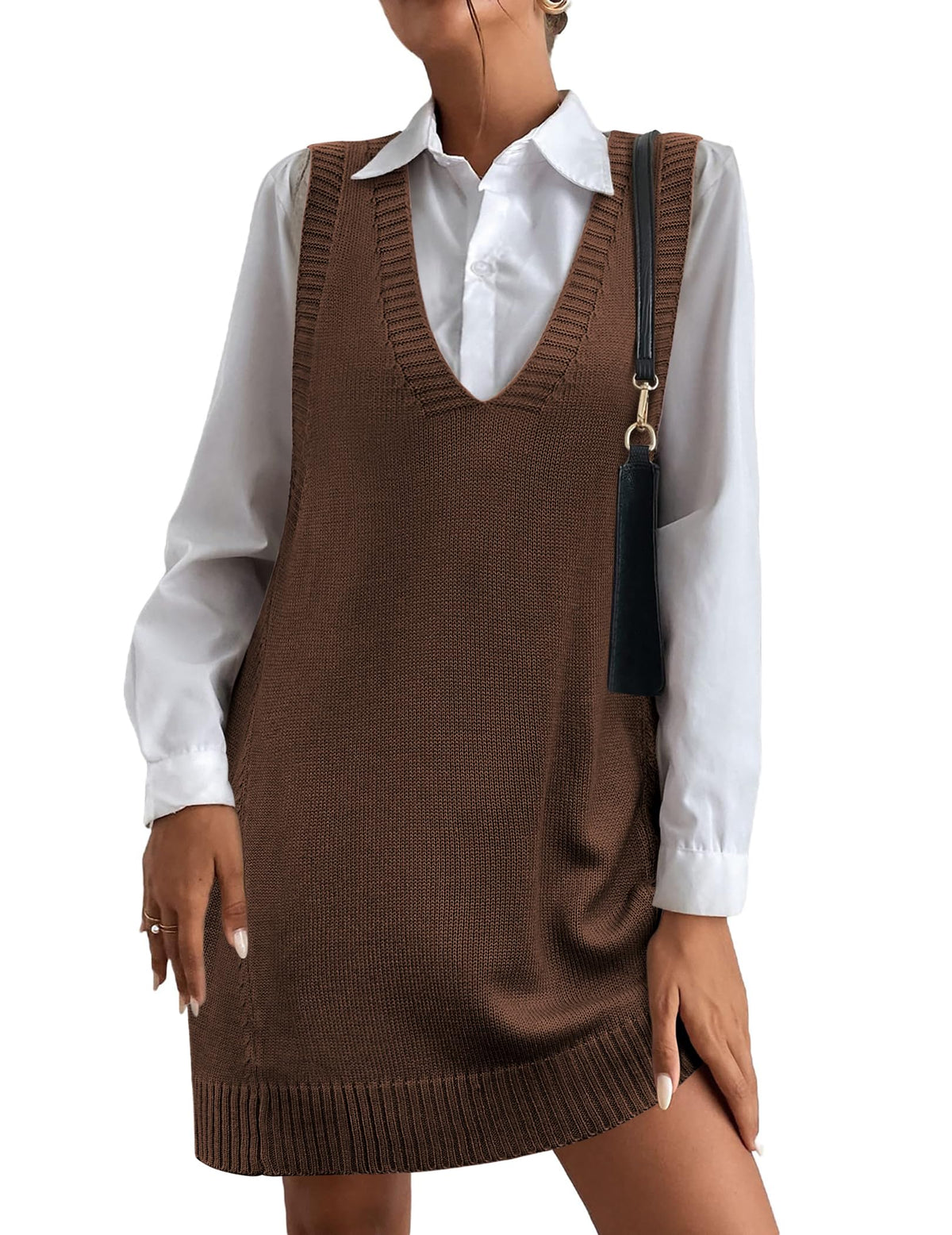 Women's V-Neck Sweater Vest Dress with Pockets (Buy 2, Get Free Shipping)