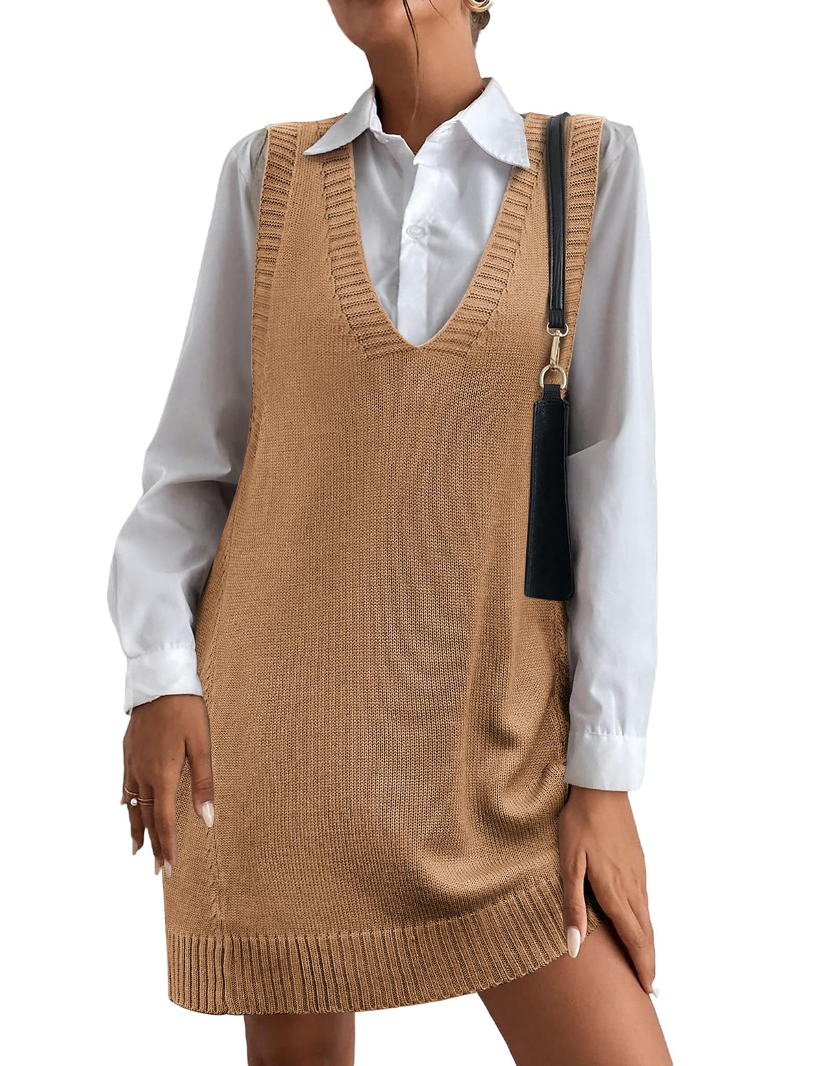Women's V-Neck Sweater Vest Dress with Pockets (Buy 2, Get Free Shipping)
