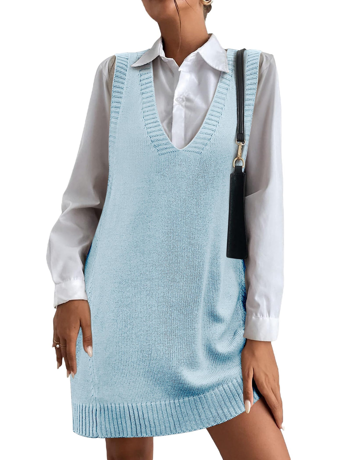 Women's V-Neck Sweater Vest Dress with Pockets (Buy 2, Get Free Shipping)