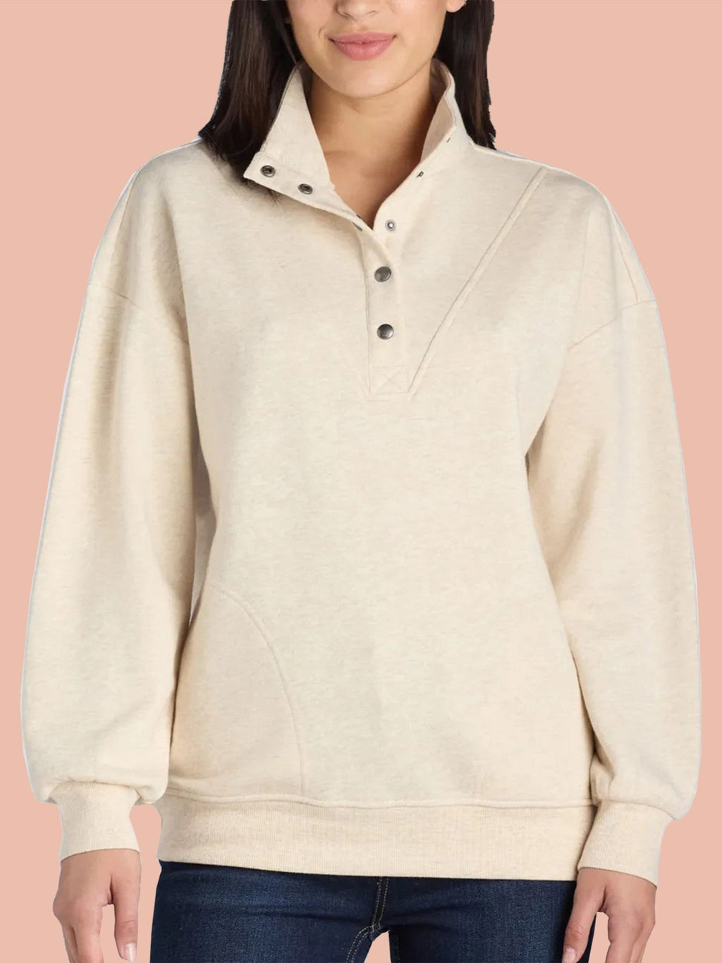 Mock Neck Henley Pullover Sweatshirt (Buy 2, Get Free Shipping)