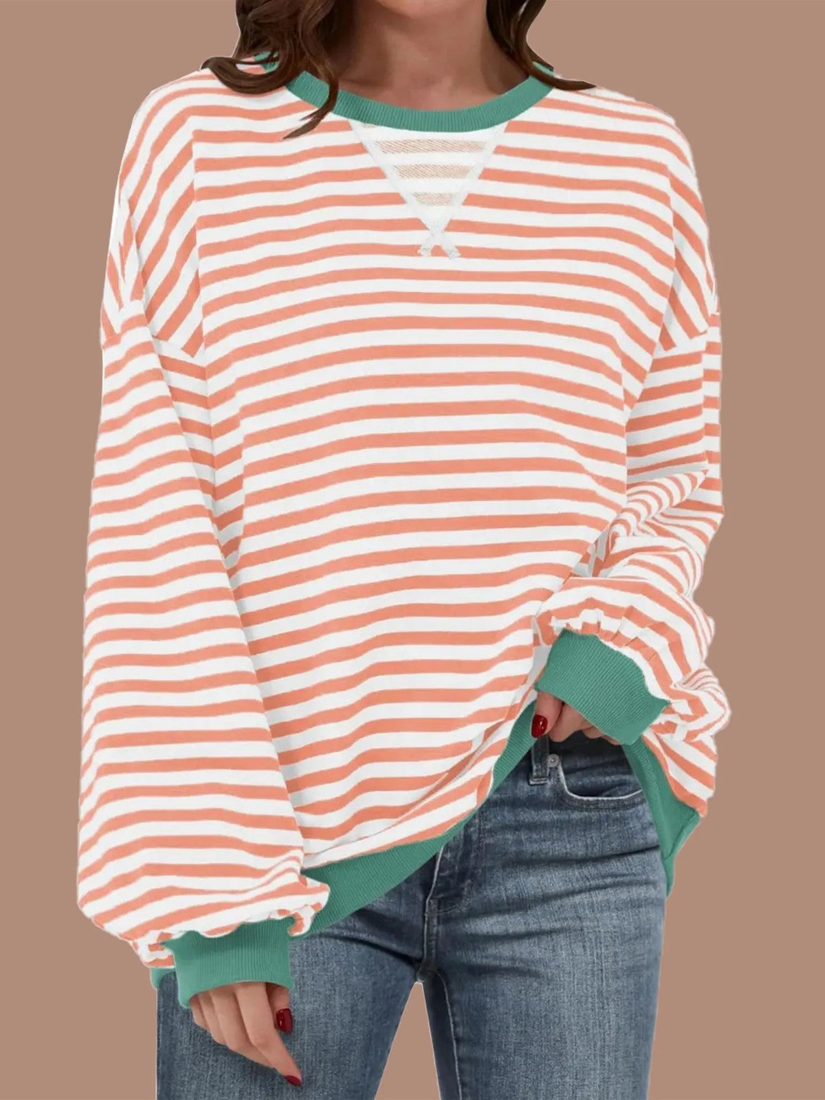 Women's Striped Oversized Sweatshirt (Free Shipping on Orders of 2+)