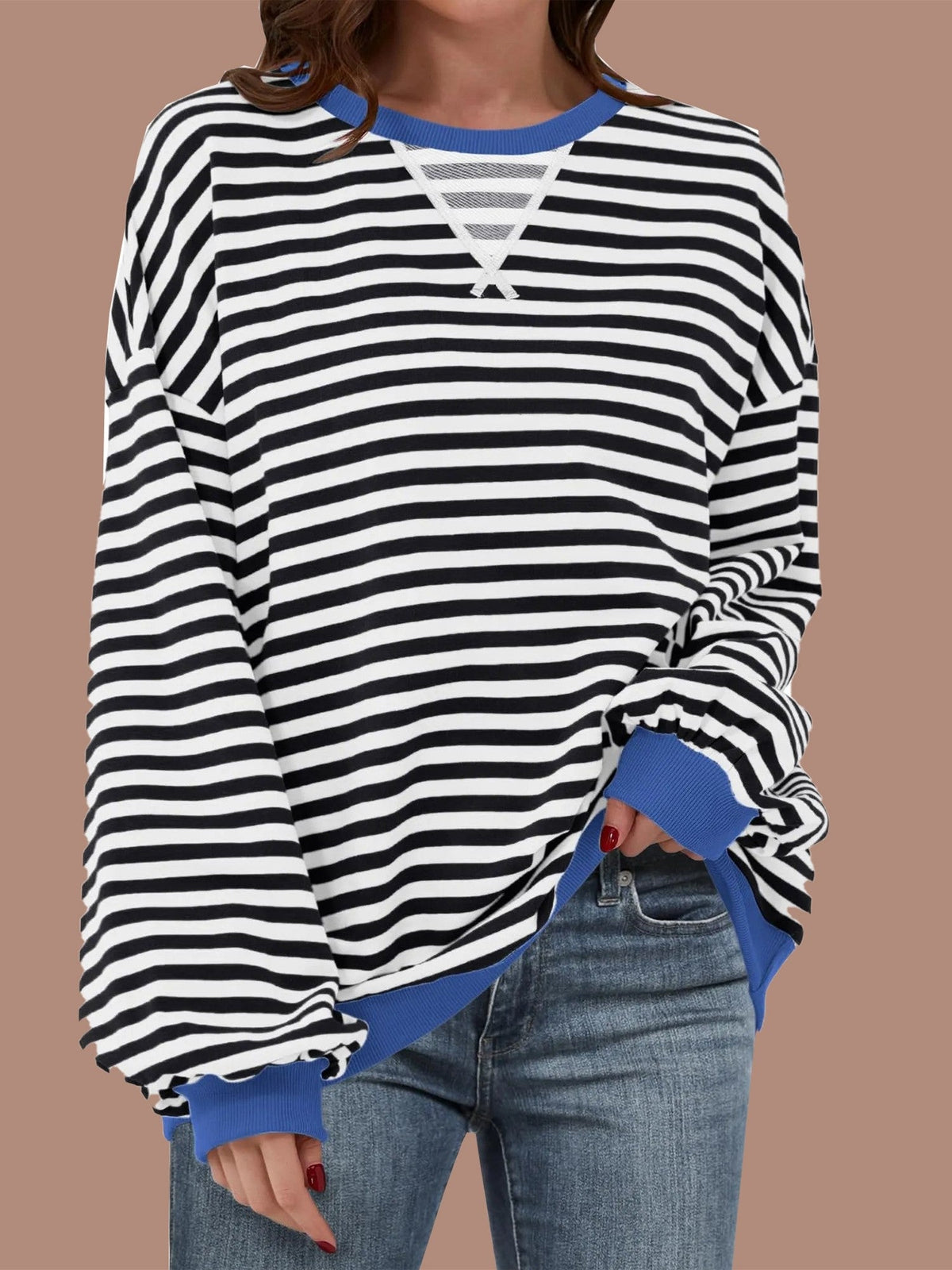 Women's Striped Oversized Sweatshirt (Free Shipping on Orders of 2+)