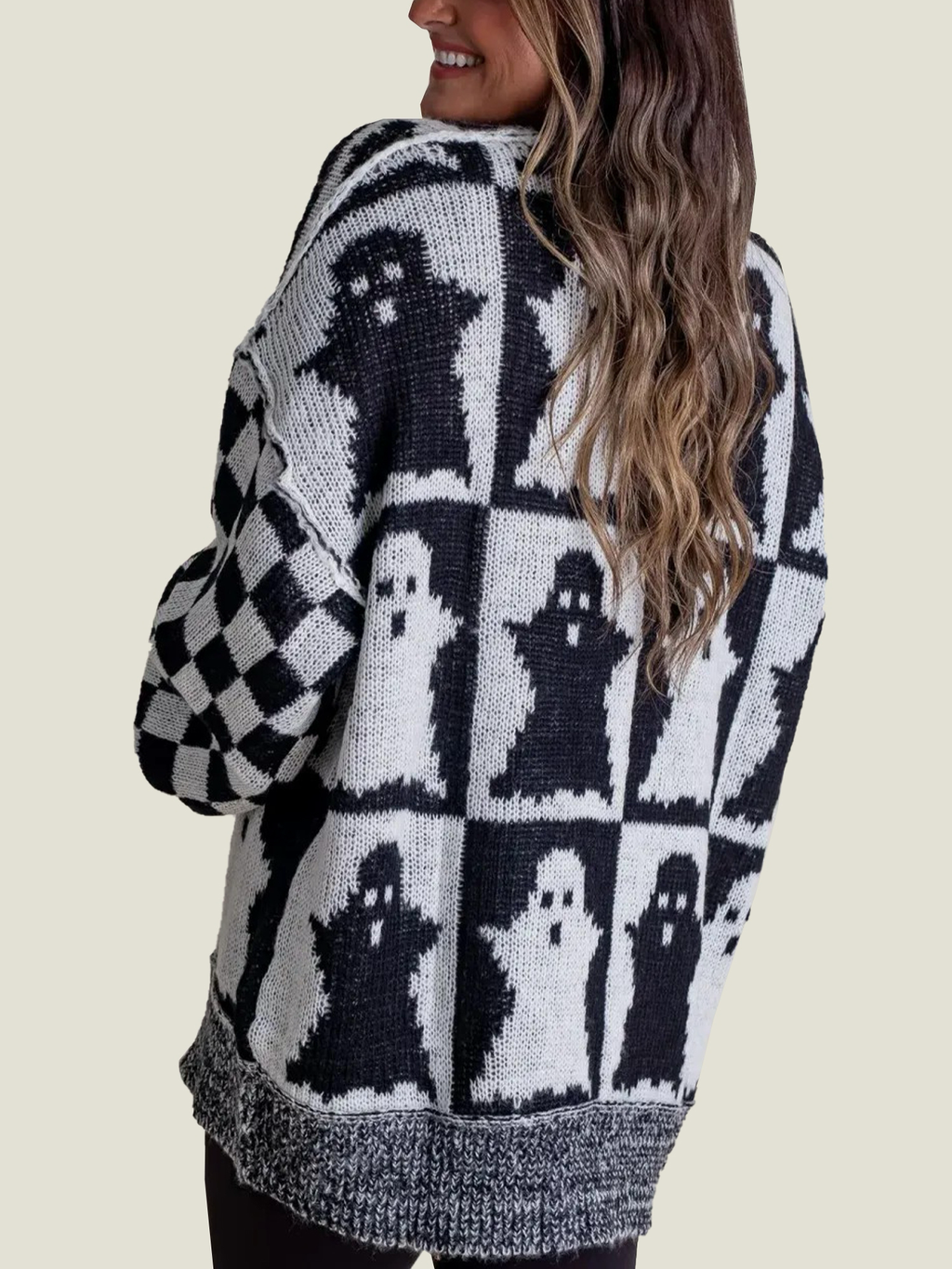 Women's Halloween Checkered Sweater - Spooky Season (Buy 2, Get Free Shipping)