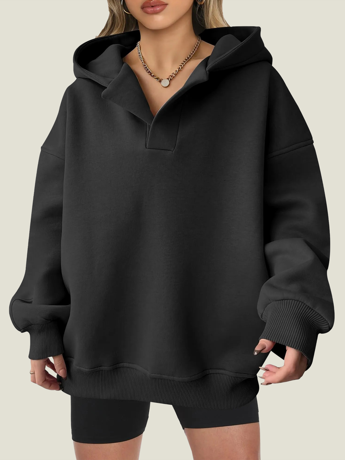 Women's Oversized V-Neck Hooded Pullover (Buy 2 Get Free Shipping)
