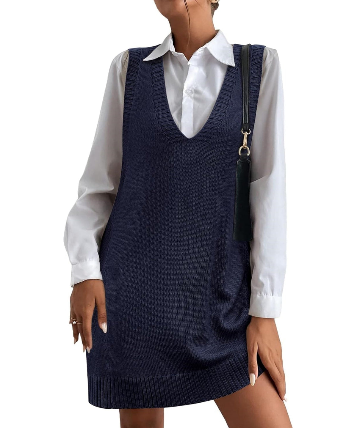 Women's V-Neck Sweater Vest Dress with Pockets (Buy 2, Get Free Shipping)