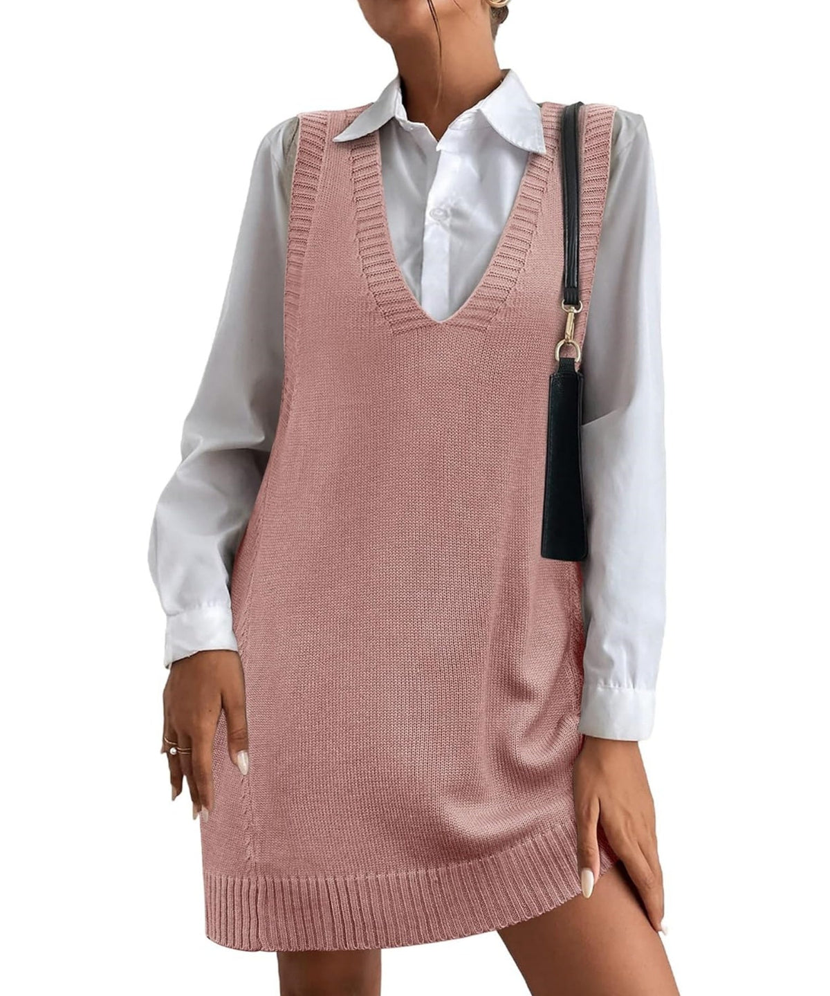 Women's V-Neck Sweater Vest Dress with Pockets (Buy 2, Get Free Shipping)