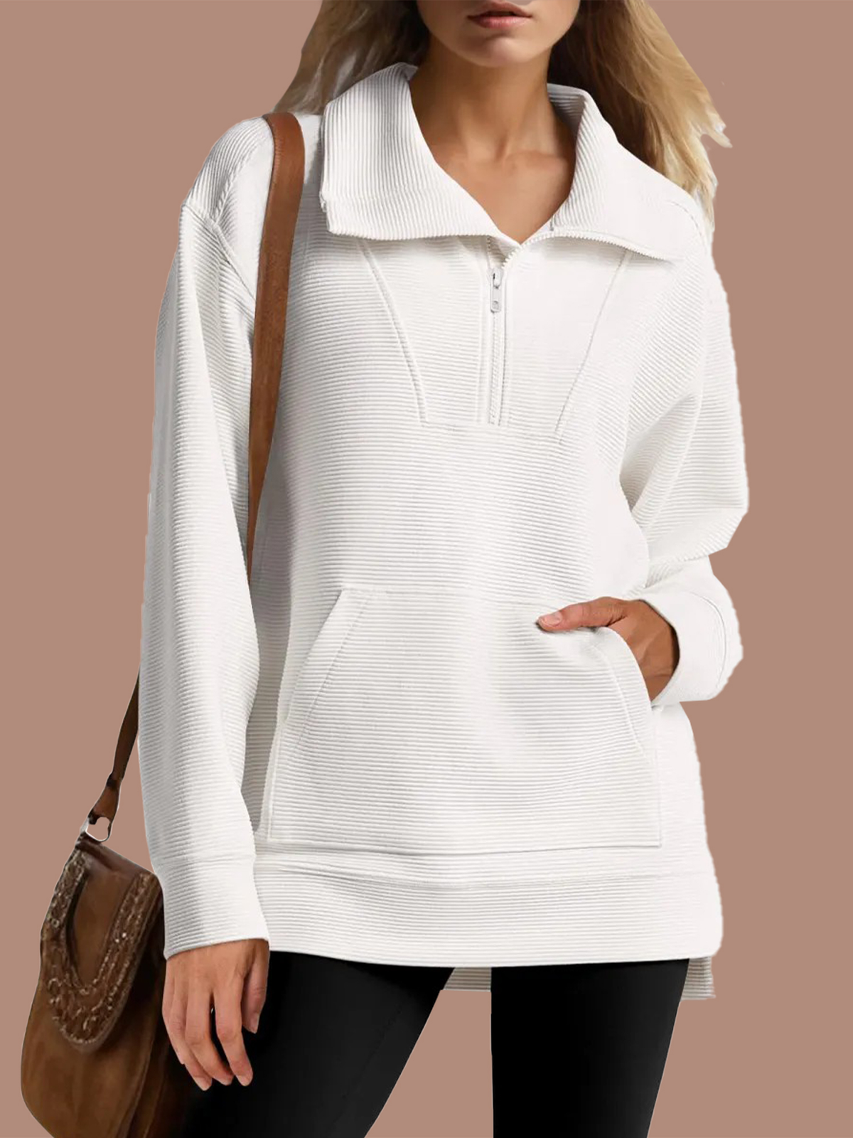 Women's Quarter Zip Oversized Knit Pullover (Buy 2, Get Free Shipping)