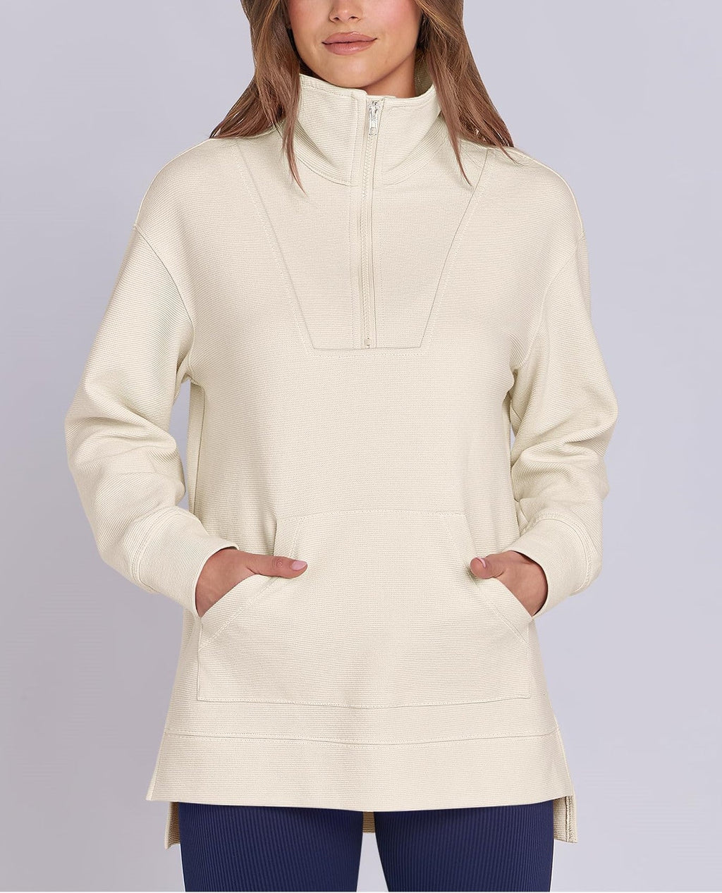Women's Quarter Zip Oversized Knit Pullover (Buy 2, Get Free Shipping)