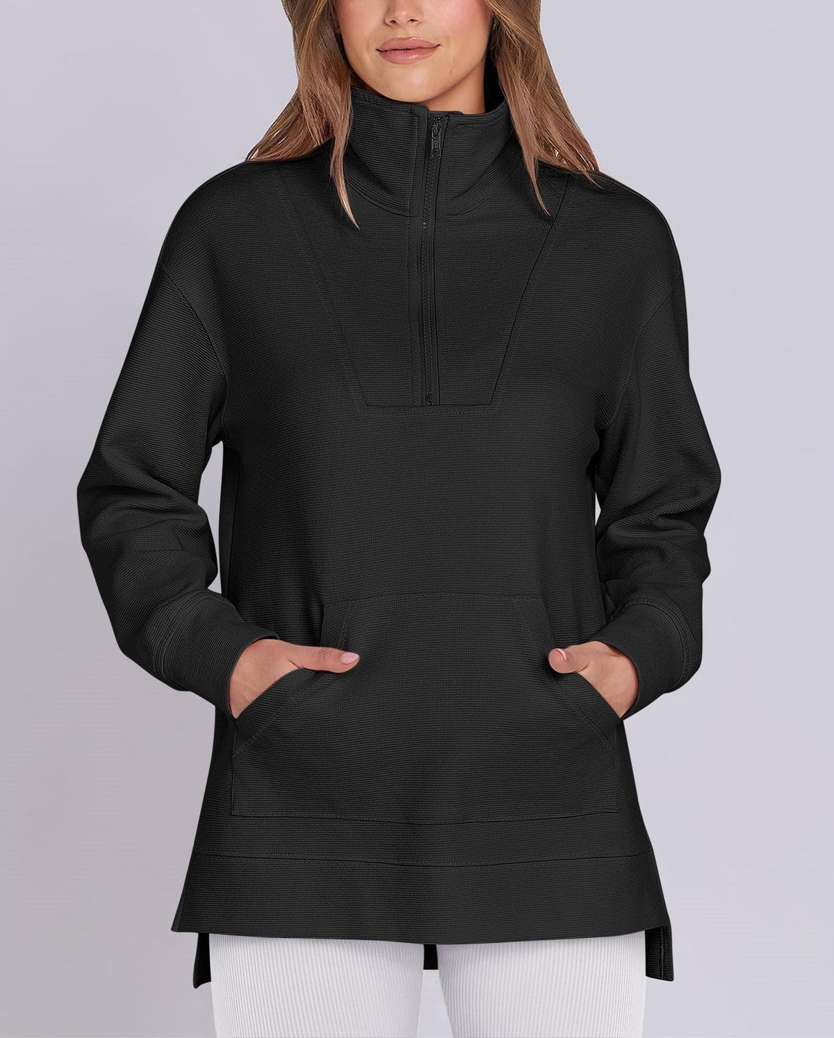 Women's Quarter Zip Oversized Knit Pullover (Buy 2, Get Free Shipping)