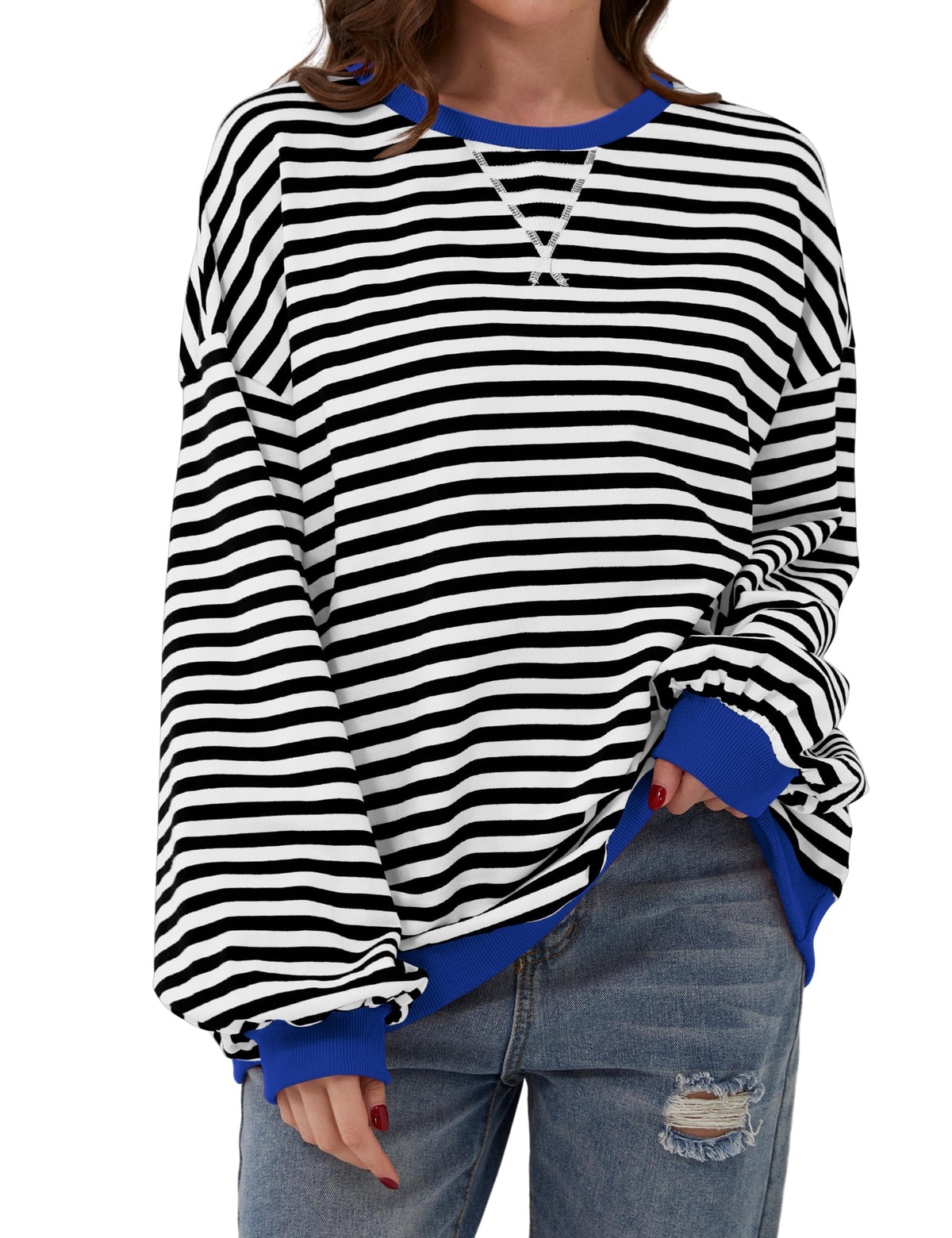 Women's Oversized Striped Long Sleeve Pullover (Buy 2 Get Free Shipping)