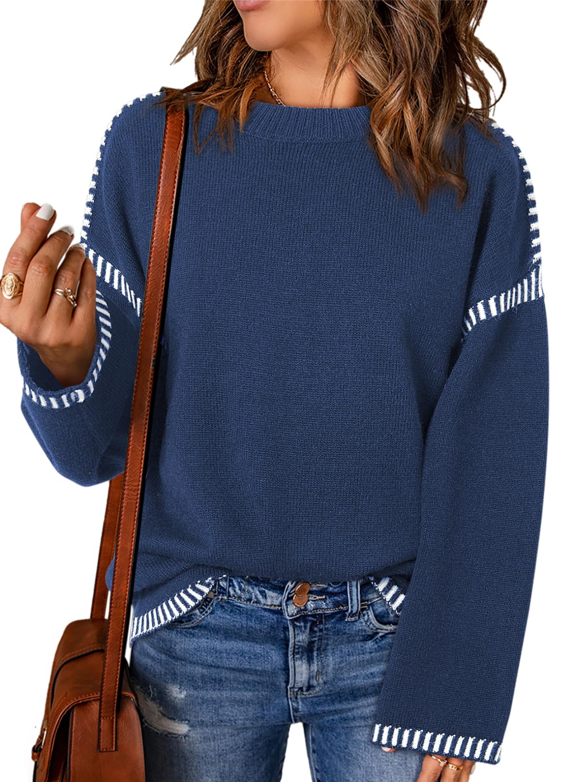 Women's Contrast Cable Knit Pullover Sweater (Buy 2, Get Free Shipping)