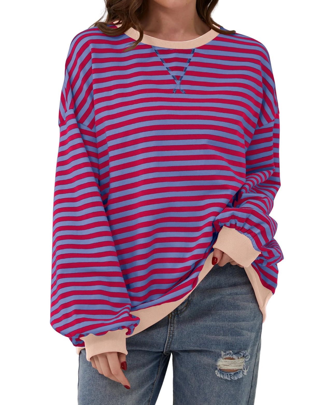 Women's Oversized Striped Long Sleeve Pullover (Buy 2 Get Free Shipping)