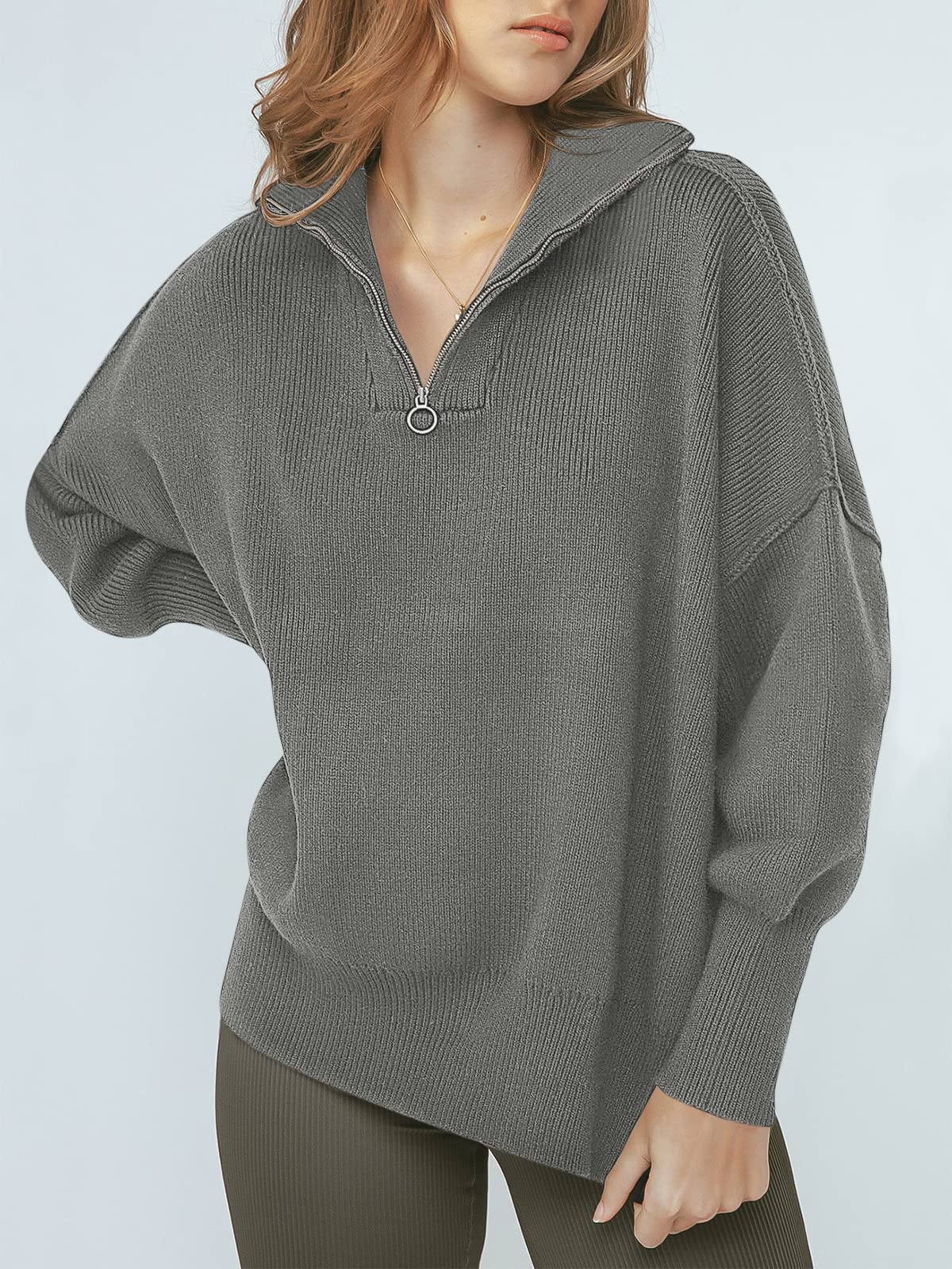 Women's Oversized Quarter Zip Pullover Sweater (Buy 2, Get Free Shipping)