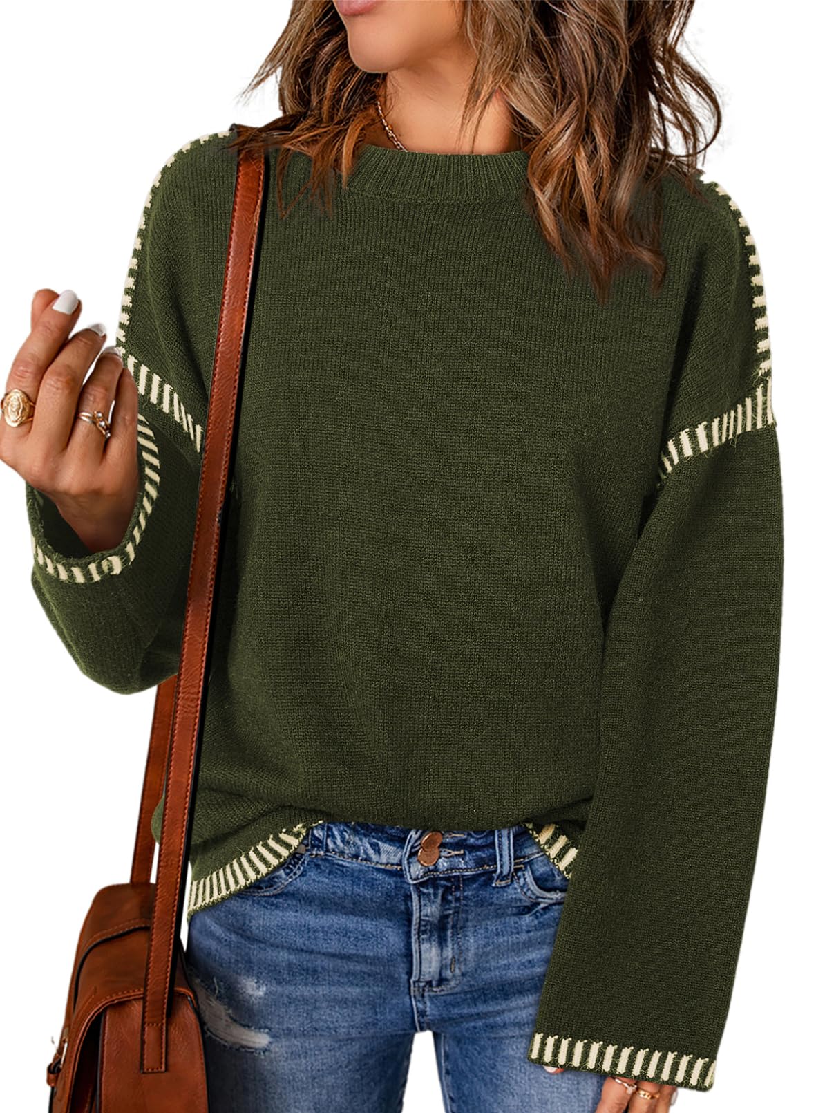 Women's Contrast Cable Knit Pullover Sweater (Buy 2, Get Free Shipping)