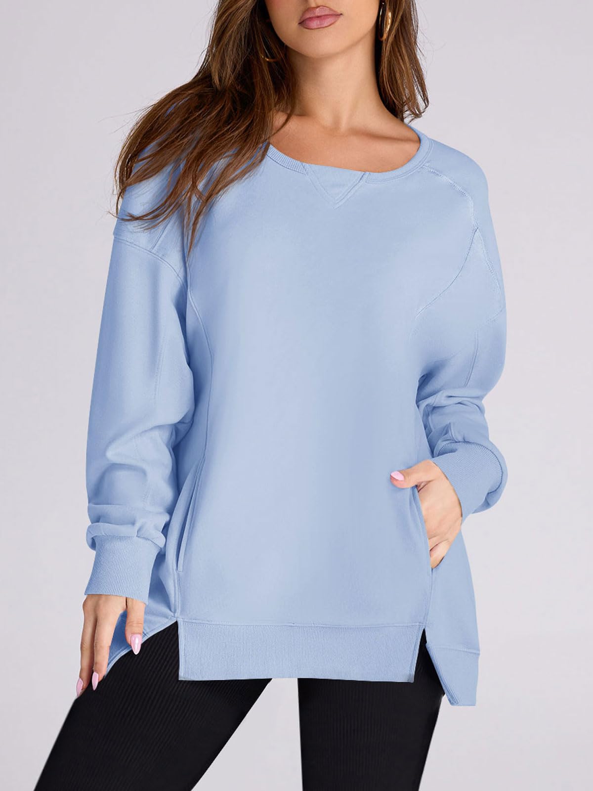 Women's High-Low Side Slit Pullover Sweatshirt with Pockets (Buy 2, Get Free Shipping)