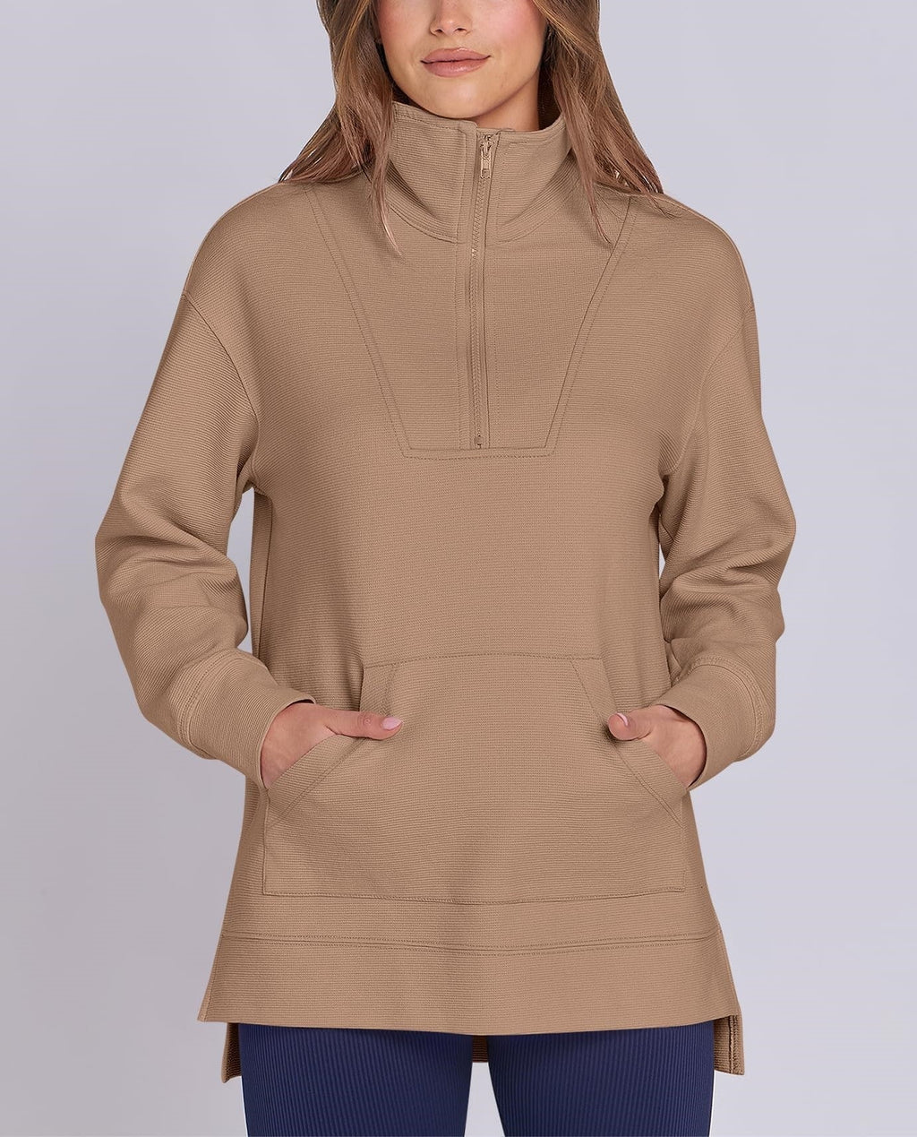 Women's Quarter Zip Oversized Knit Pullover (Buy 2, Get Free Shipping)