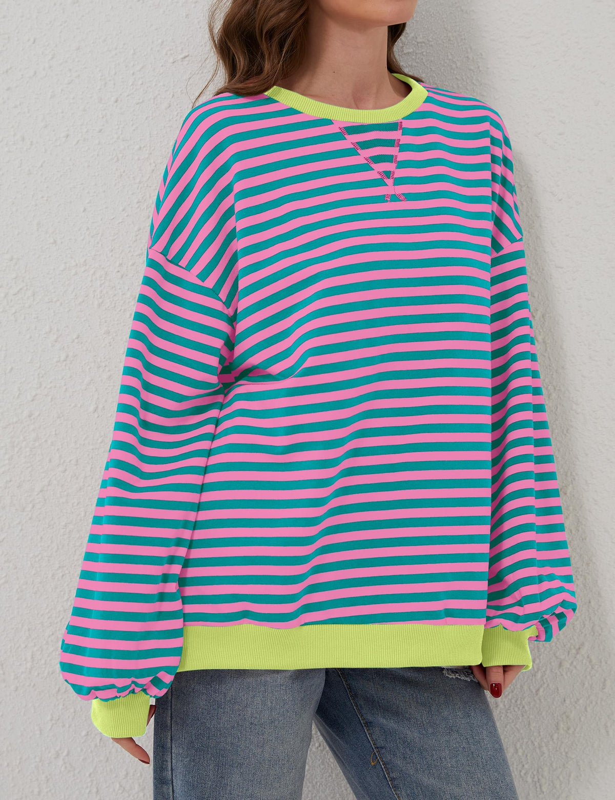 Women's Oversized Striped Long Sleeve Pullover (Buy 2 Get Free Shipping)