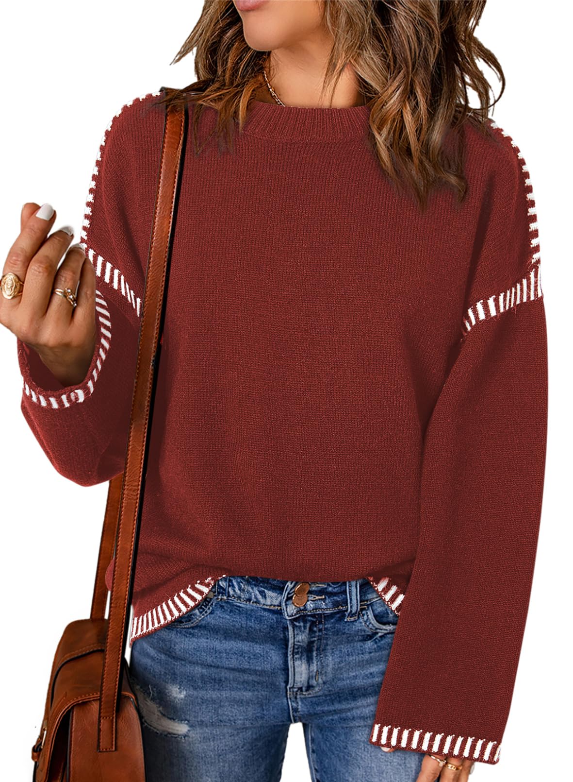 Women's Contrast Cable Knit Pullover Sweater (Buy 2, Get Free Shipping)