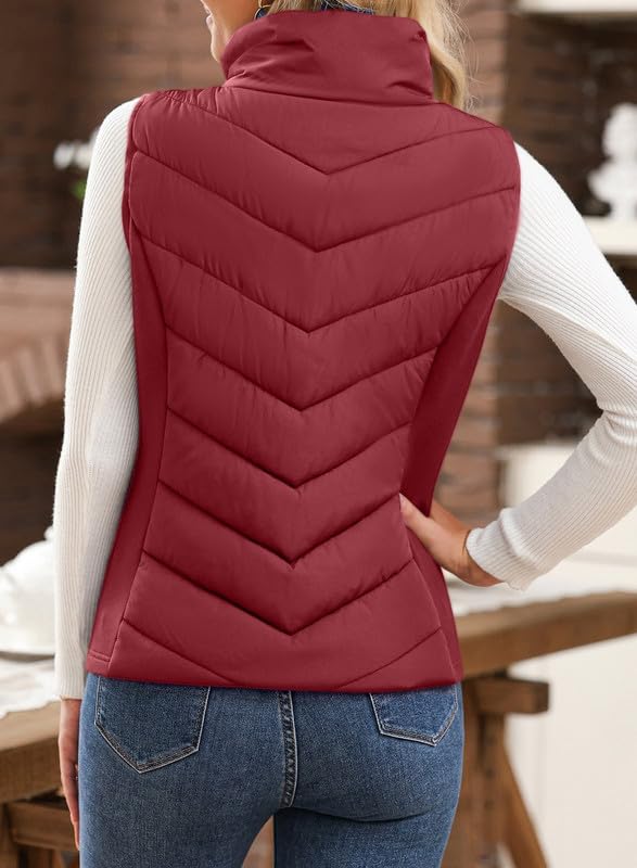 Women's Sleeveless Zip Up Stand Collar Quilted Puffer Vest (Buy 2 Get Free Shipping)