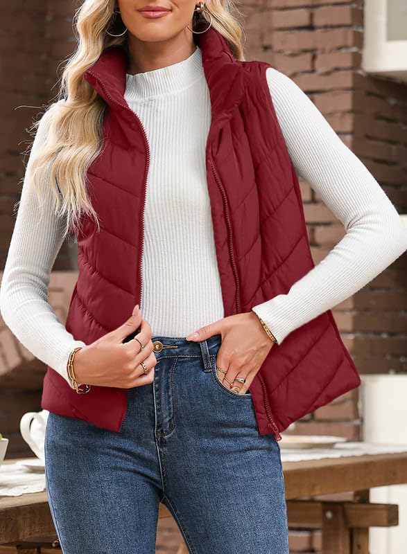 Women's Sleeveless Zip Up Stand Collar Quilted Puffer Vest (Buy 2 Get Free Shipping)