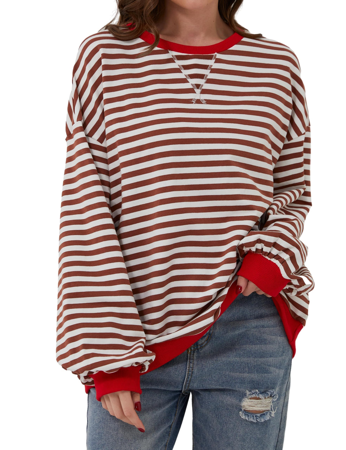 Women's Oversized Striped Long Sleeve Pullover (Buy 2 Get Free Shipping)