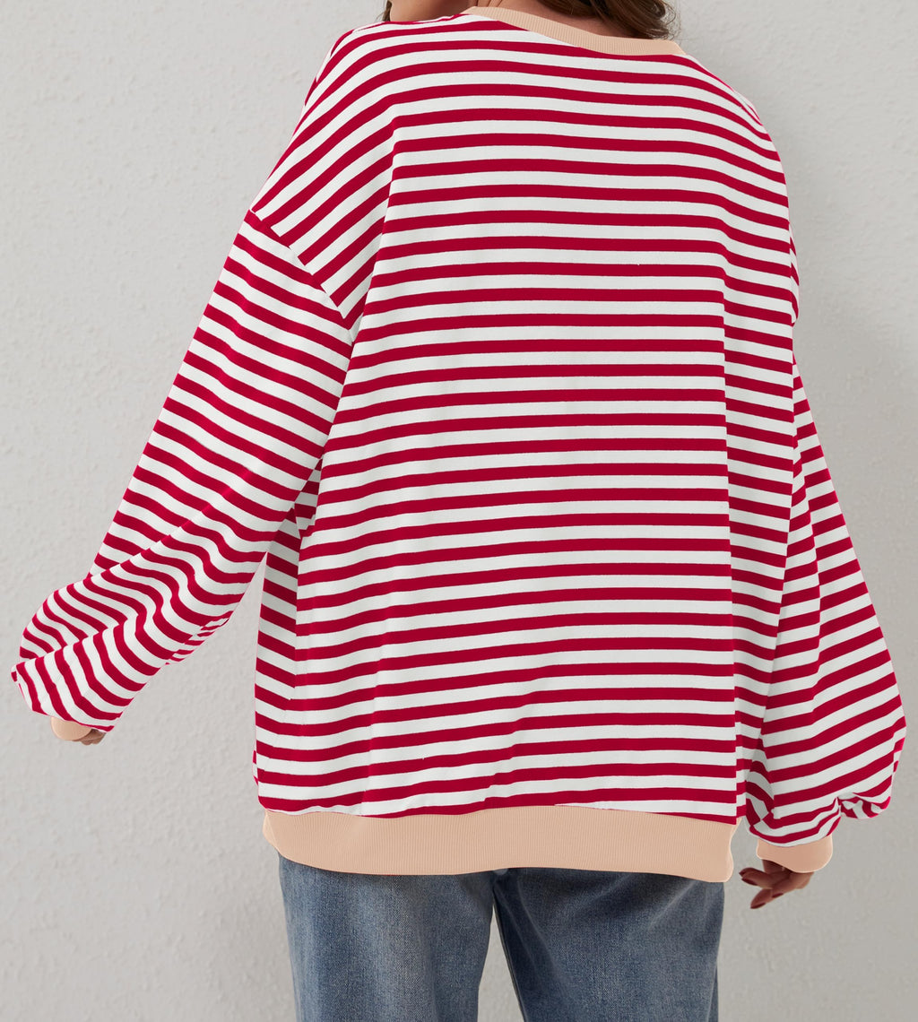 Women's Oversized Striped Long Sleeve Pullover (Buy 2 Get Free Shipping)