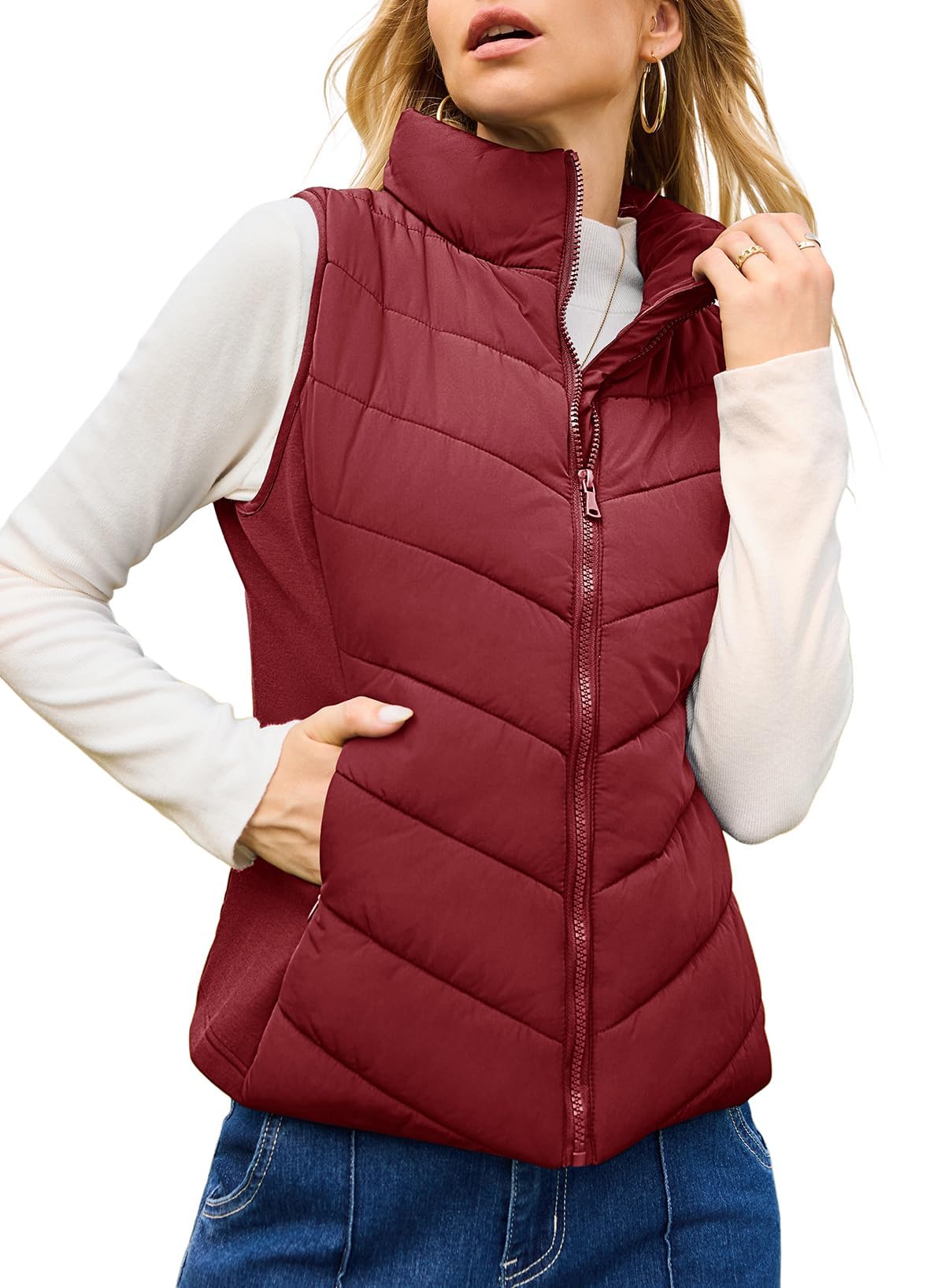 Women's Sleeveless Zip Up Stand Collar Quilted Puffer Vest (Buy 2 Get Free Shipping)