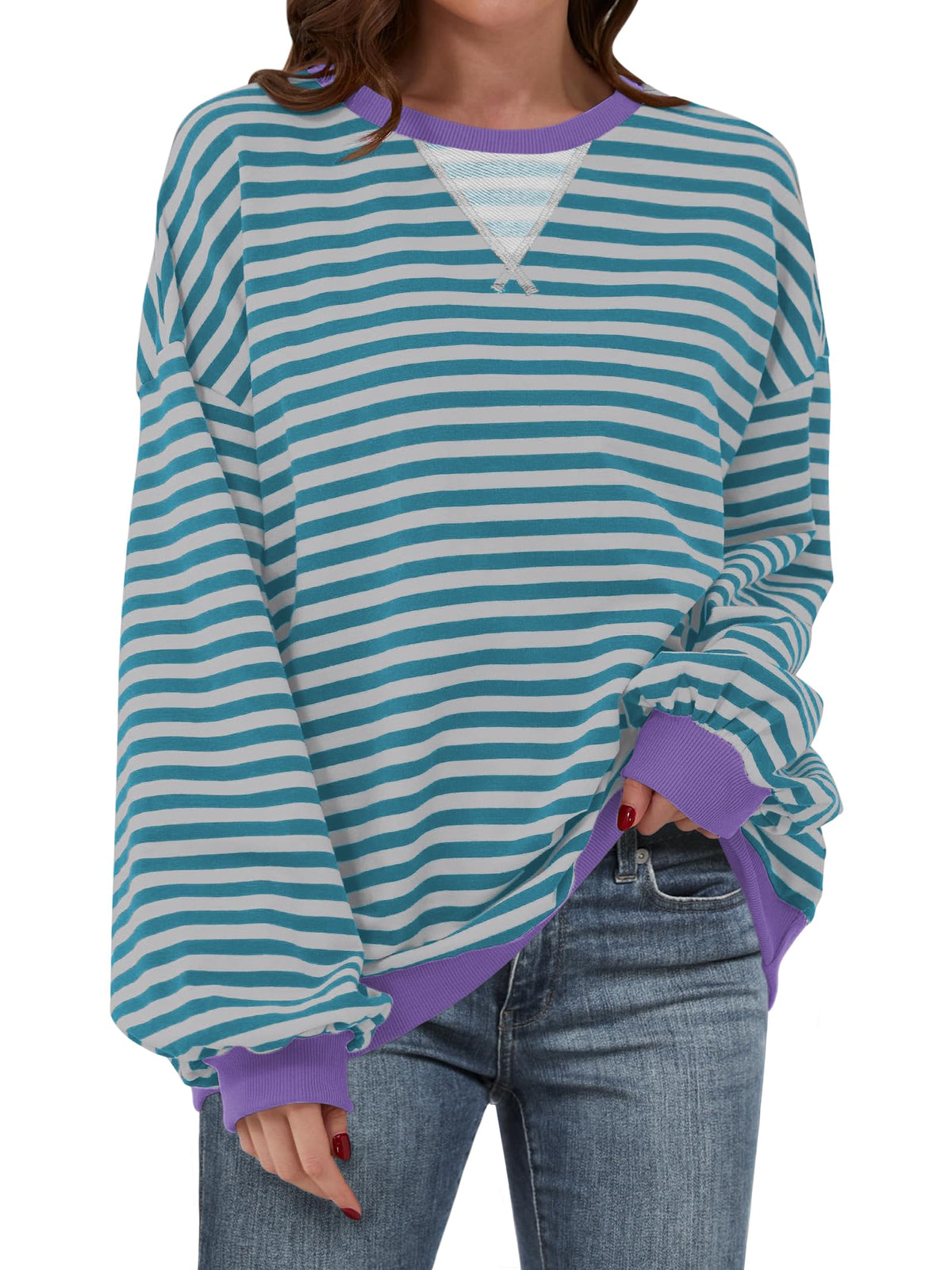 Women's Striped Oversized Sweatshirt (Free Shipping on Orders of 2+)