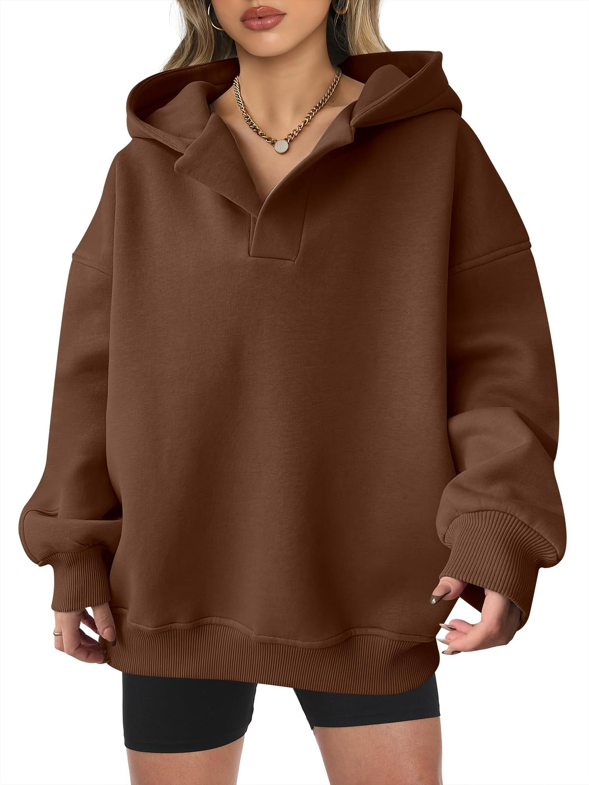 Women's Oversized V-Neck Hooded Pullover (Buy 2 Get Free Shipping)