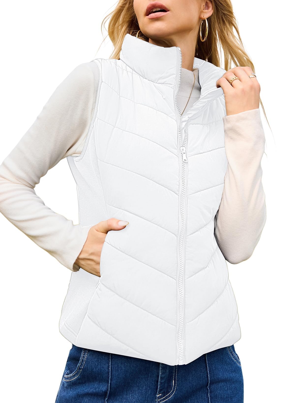 Women's Sleeveless Zip Up Stand Collar Quilted Puffer Vest (Buy 2 Get Free Shipping)