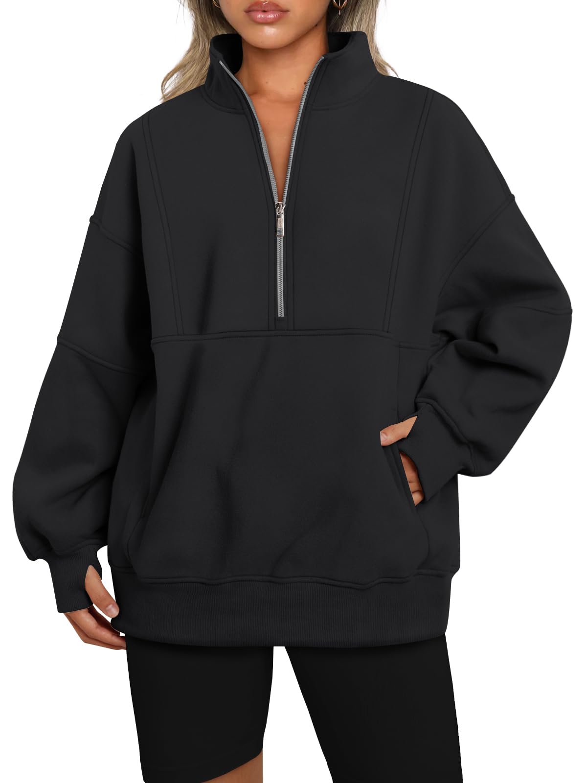 Women's Half Zip Oversized Sweatshirt with Pockets (Buy 2, Get Free Shipping)