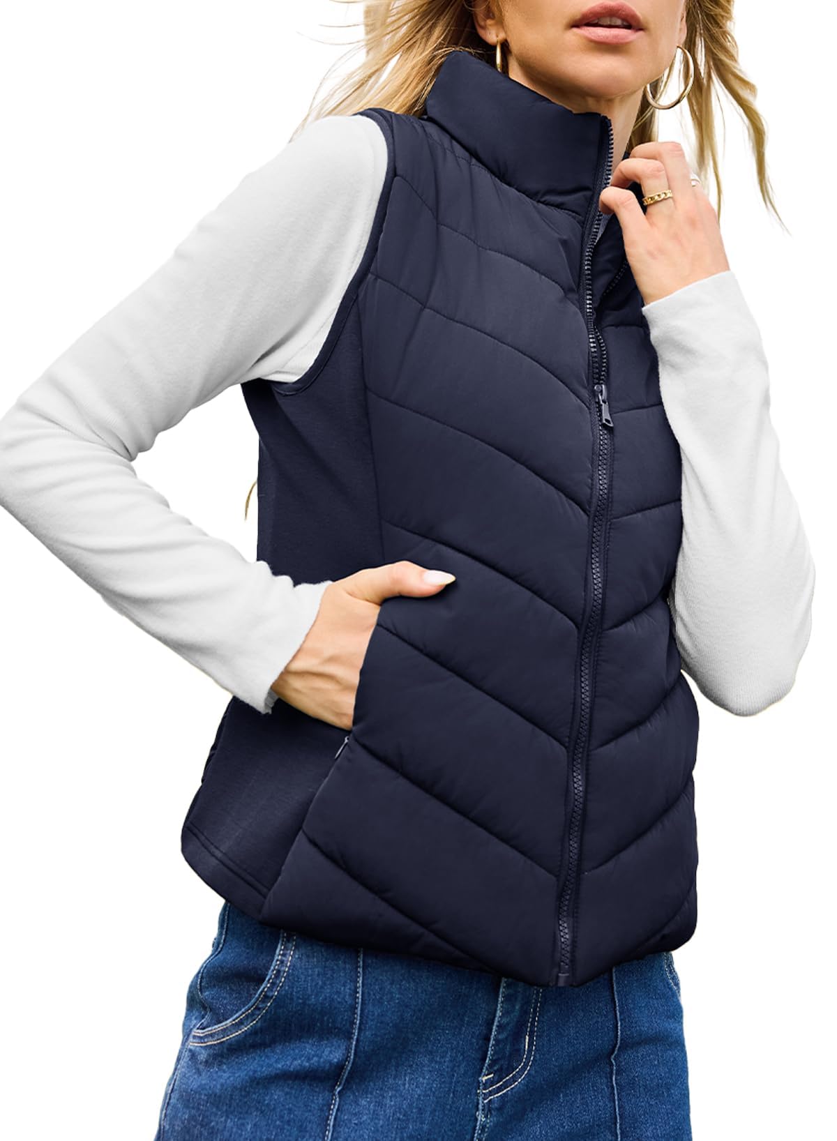 Women's Sleeveless Zip Up Stand Collar Quilted Puffer Vest (Buy 2 Get Free Shipping)
