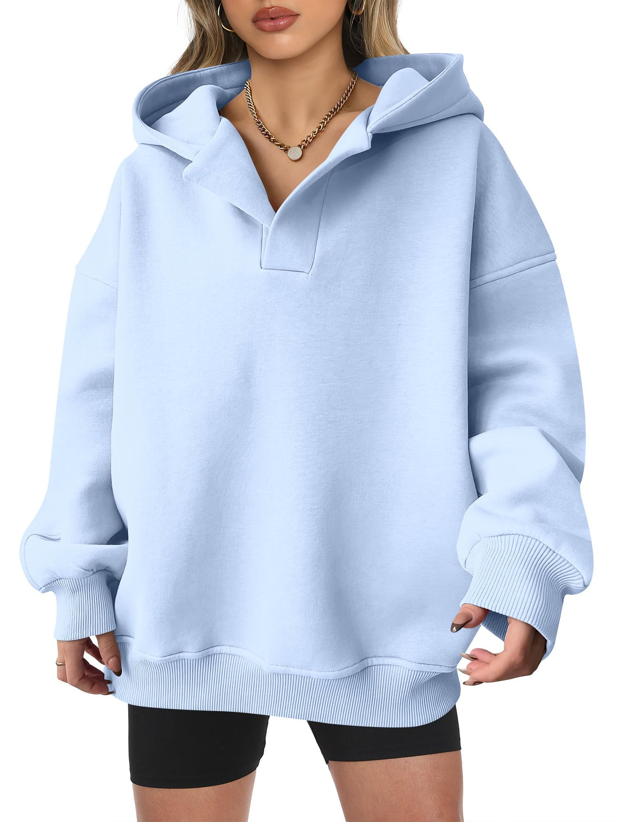 Women's Oversized V-Neck Hooded Pullover (Buy 2 Get Free Shipping)
