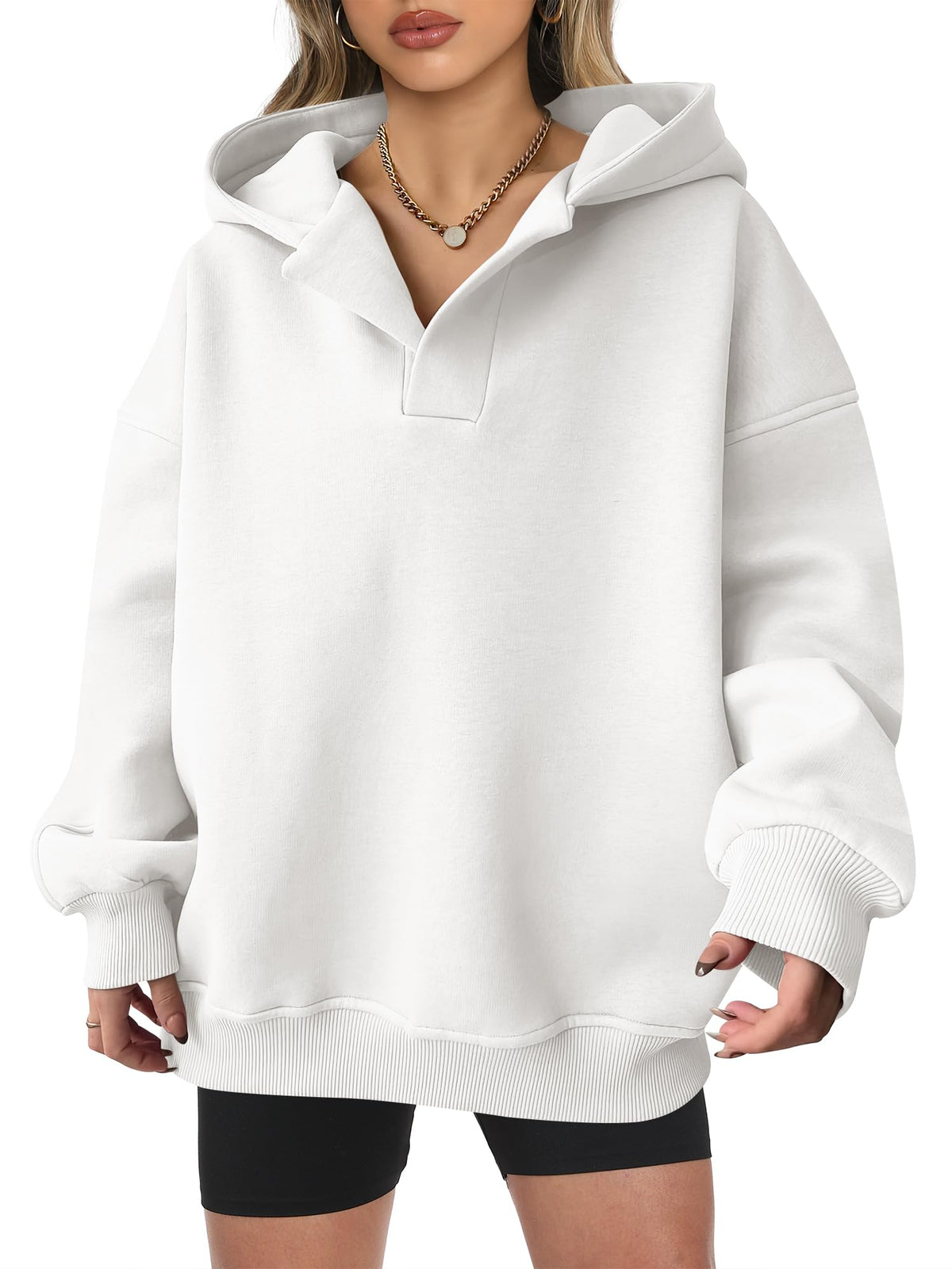 Women's Oversized V-Neck Hooded Pullover (Buy 2 Get Free Shipping)