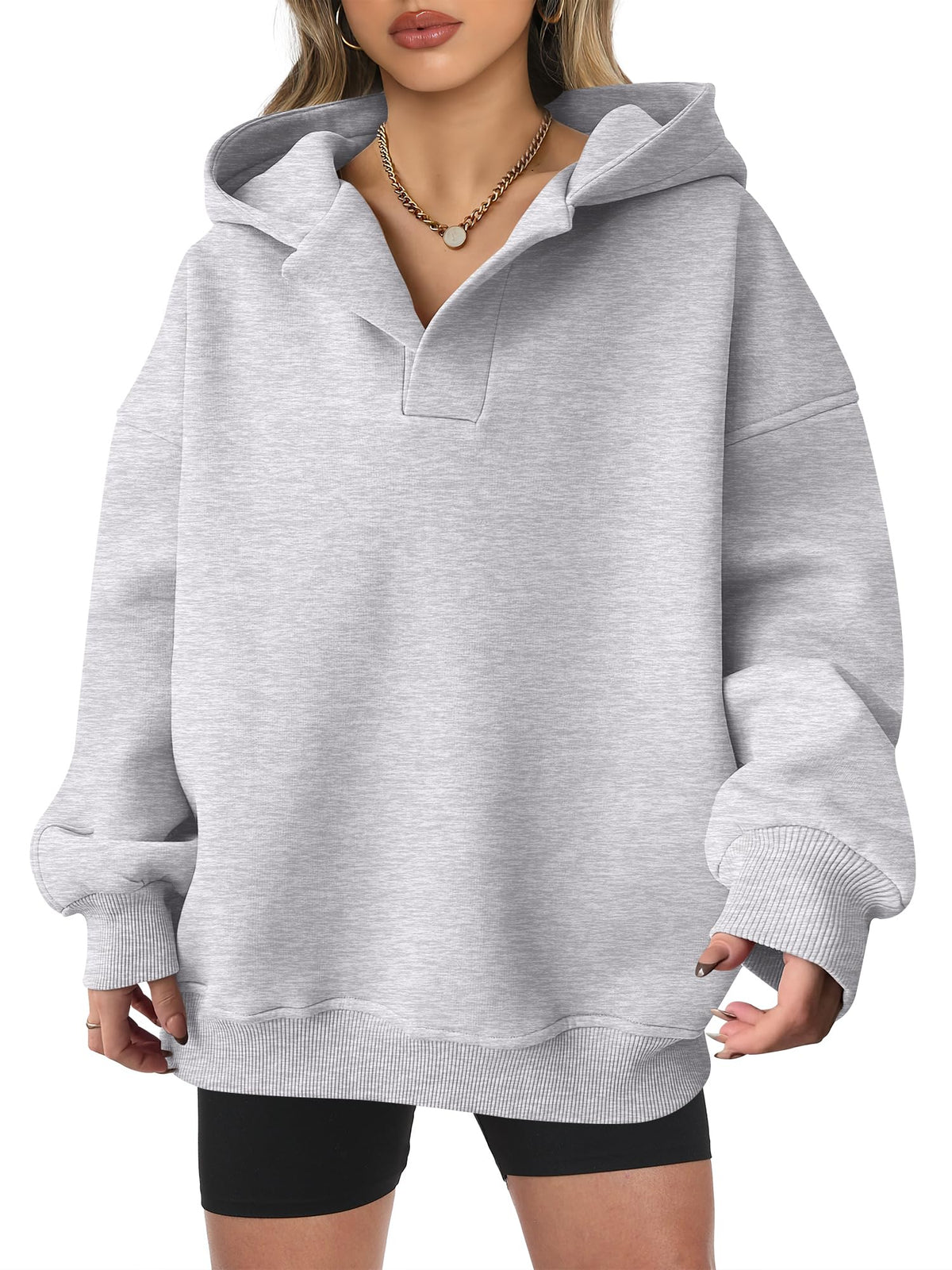 Women's Oversized V-Neck Hooded Pullover (Buy 2 Get Free Shipping)