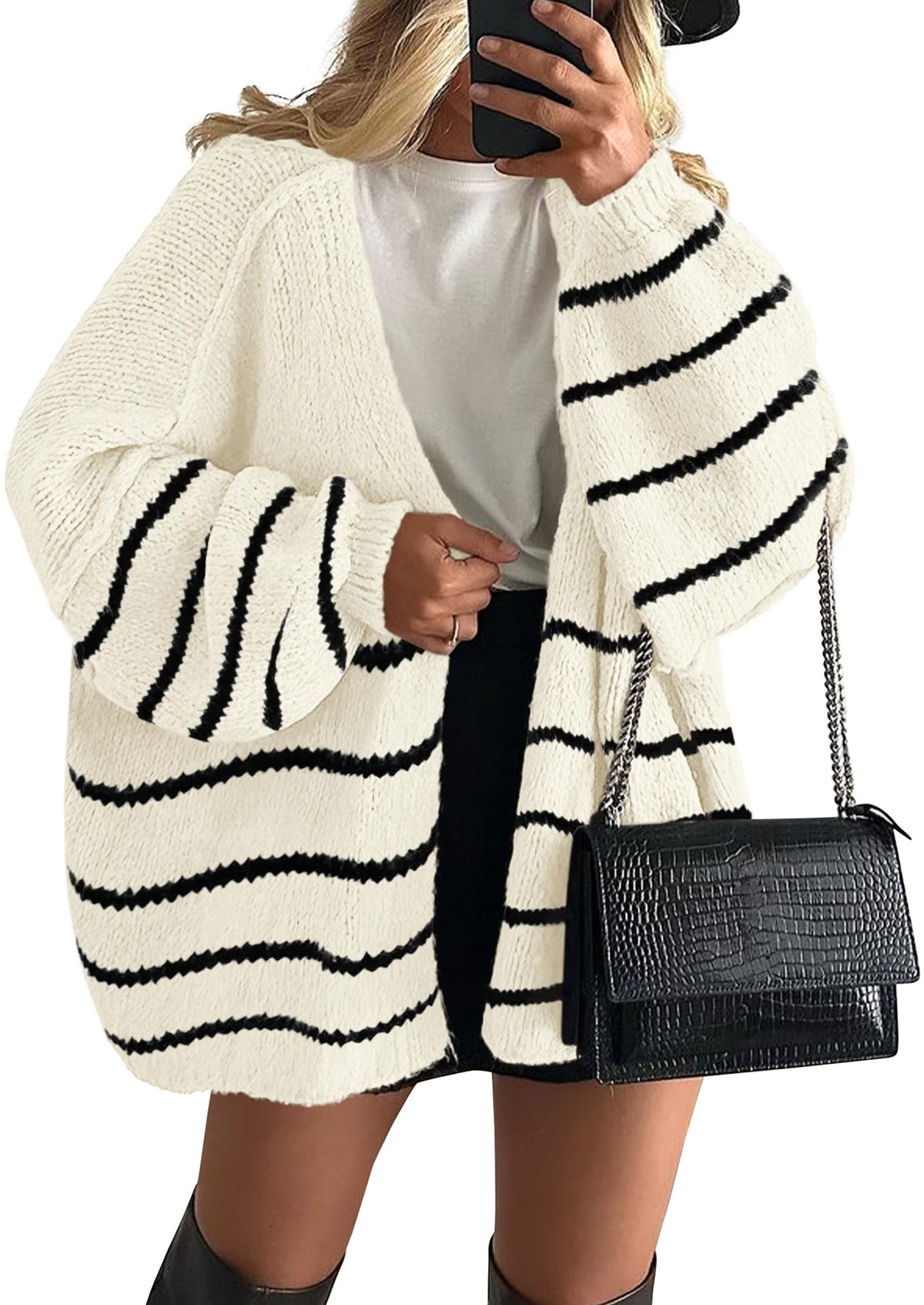 Women's Oversized Balloon Sleeve Striped Cardigan (Free Shipping on Orders of 2+)