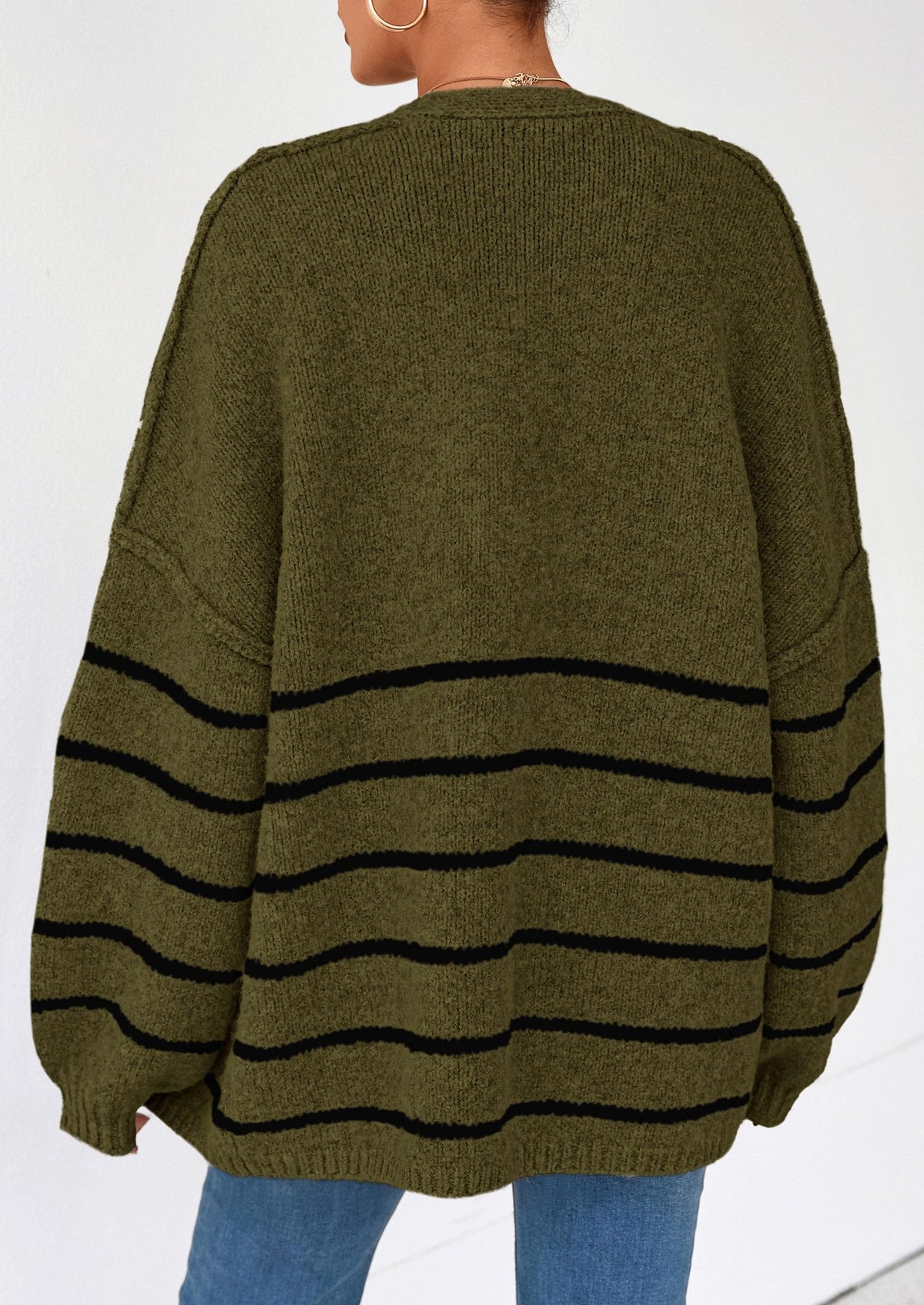 Women's Oversized Balloon Sleeve Striped Cardigan (Free Shipping on Orders of 2+)