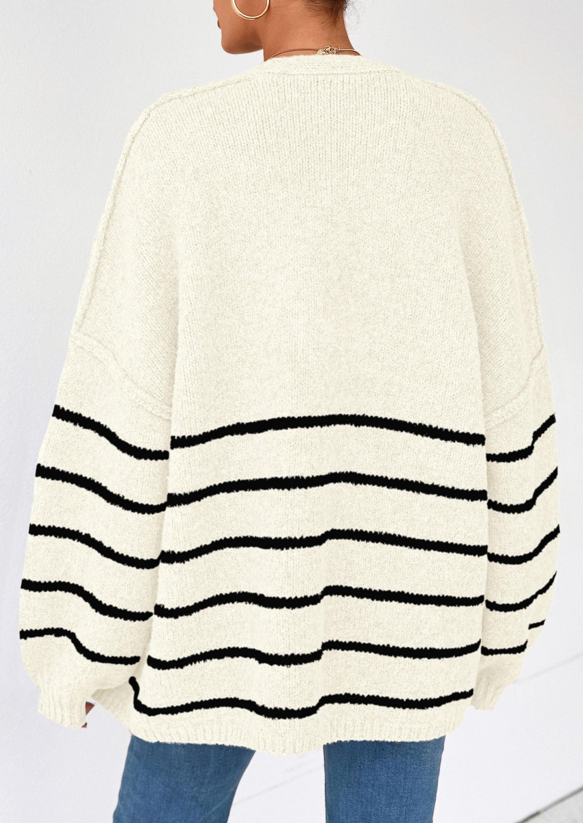 Women's Oversized Balloon Sleeve Striped Cardigan (Free Shipping on Orders of 2+)