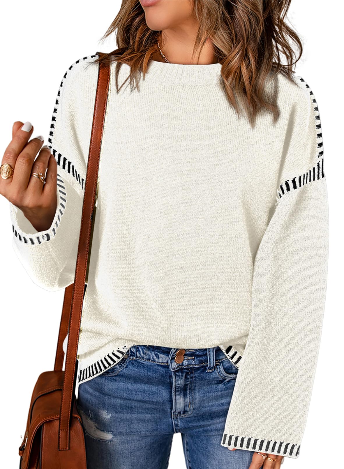 Women's Contrast Cable Knit Pullover Sweater (Buy 2, Get Free Shipping)