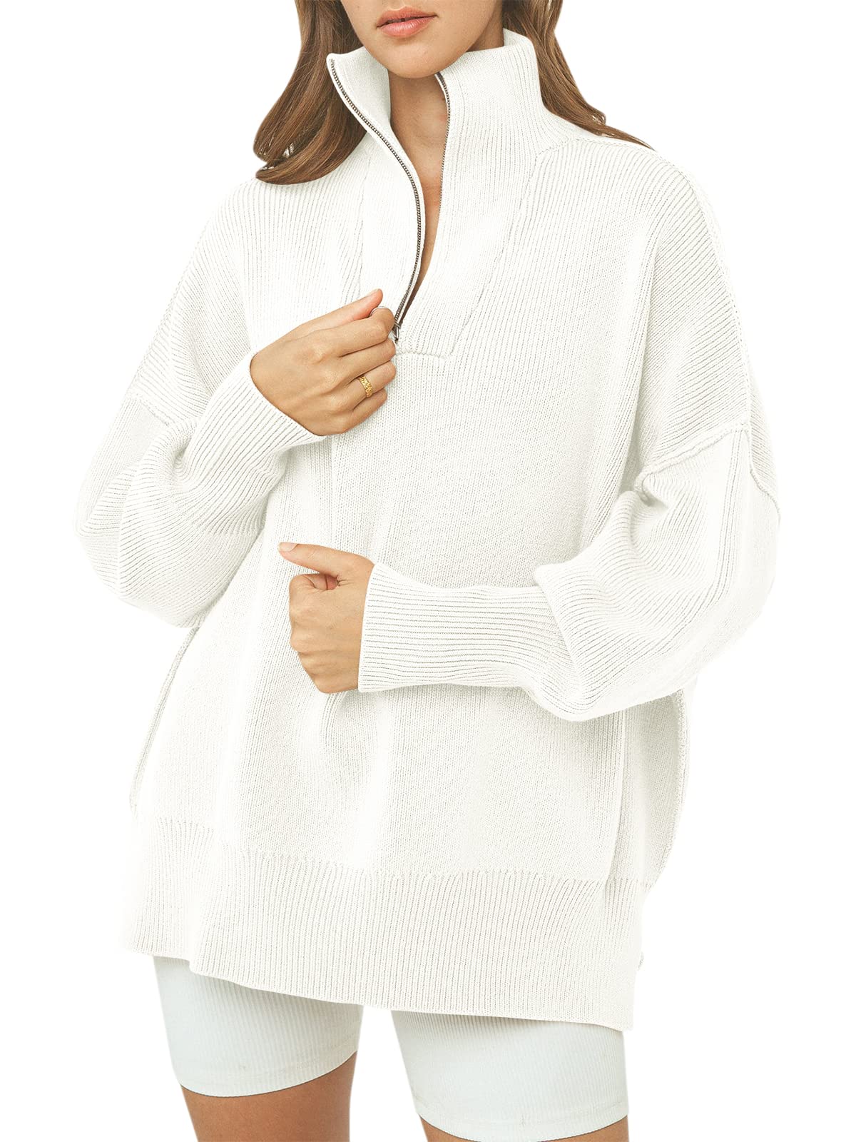 Women's Oversized Quarter Zip Pullover Sweater (Buy 2, Get Free Shipping)