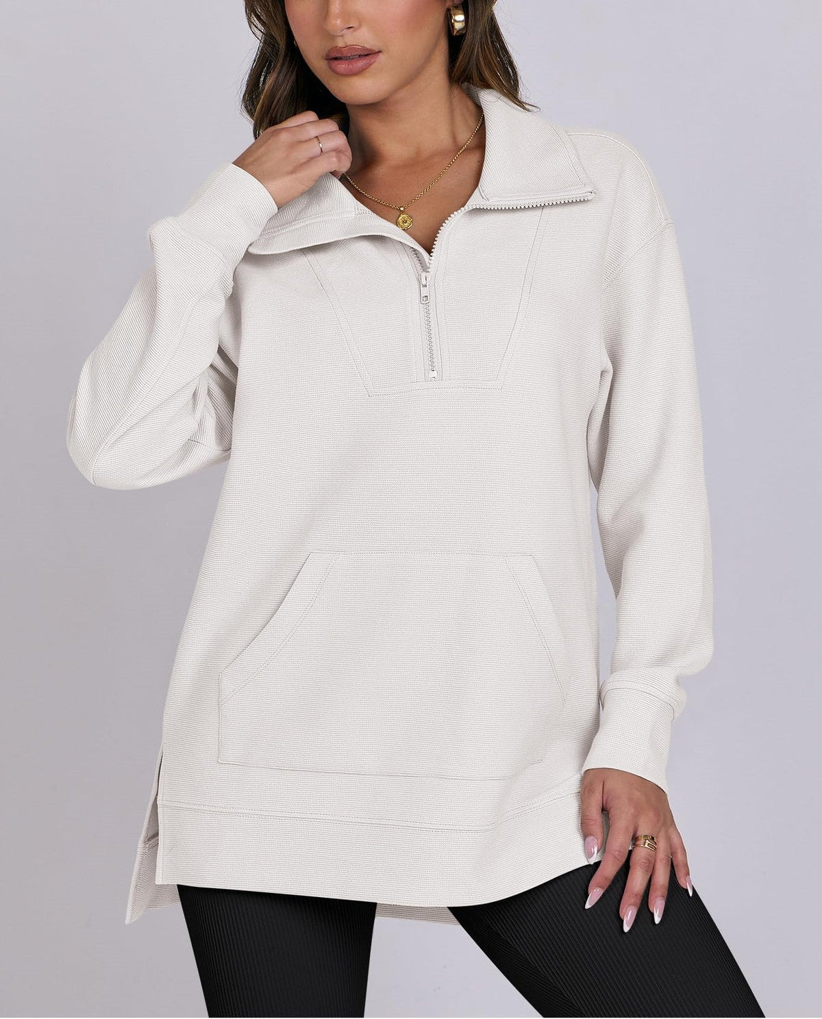 Women's Quarter Zip Oversized Knit Pullover (Buy 2, Get Free Shipping)